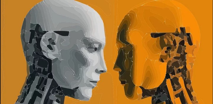 A futuristic graphic illustrating AI and voice search integration in YouTube SEO.