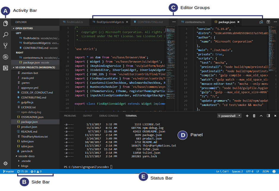 Visual Studio Code interface