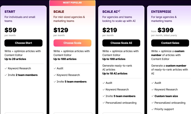 Surfer Seo- Pricing