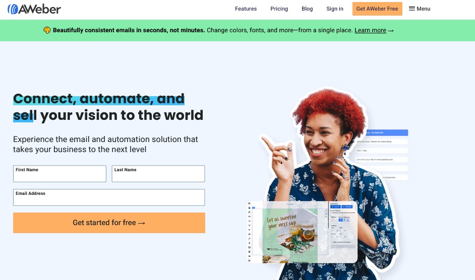 AWeber Email Marketing & More for Small Businesses Dashboard