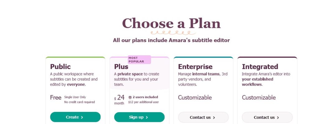 Amara Pricing and plan