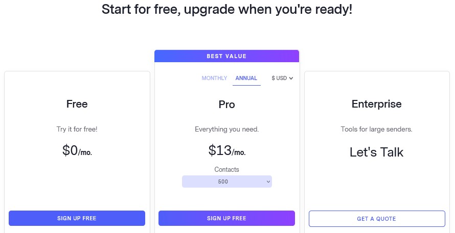 Benchmark Email Pricing