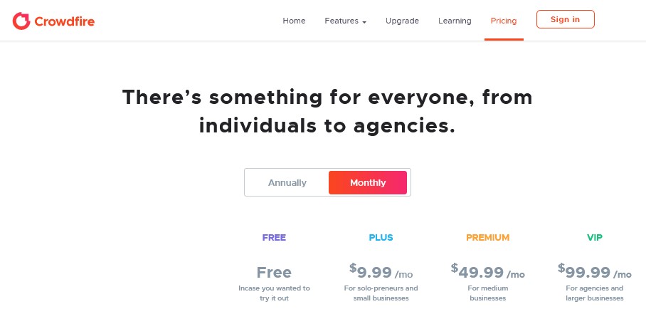 Crowdfire Pricing