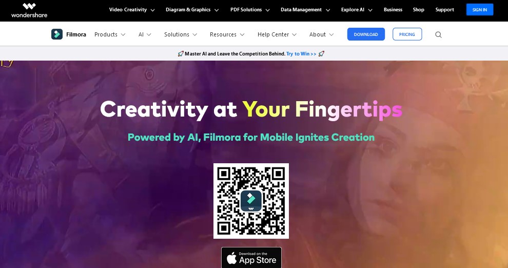 Filmora Mobile - Dashboard