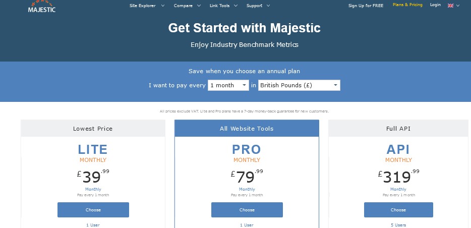 Majestic Plans and Pricing - Majestic