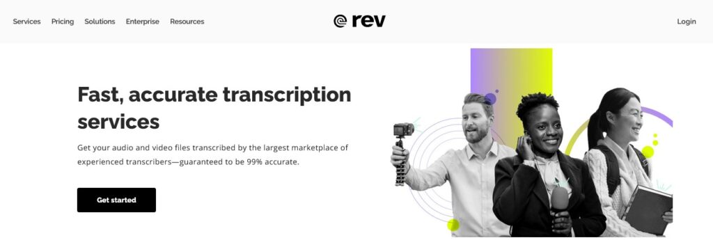 Rev AI Speech to Text Transcription Service Dashboard