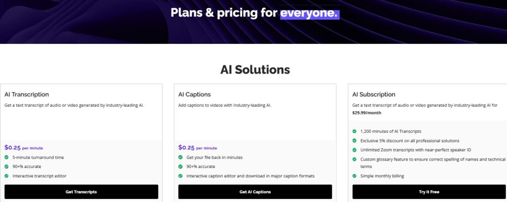 Rev Pricing Speech to Text Transcription Services Rev