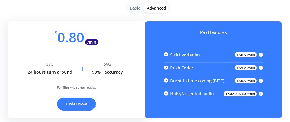 Scribie Pricing and Plan 2 Audio_Video Transcription Rates starting at $0.80_min