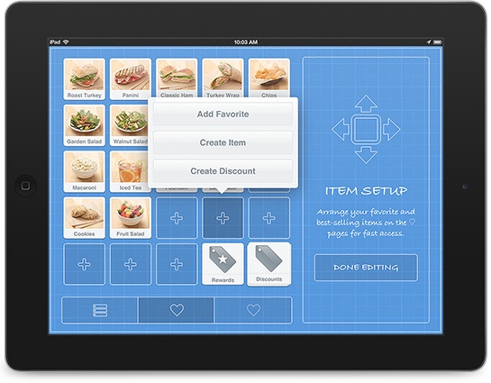 Square's POS system interface