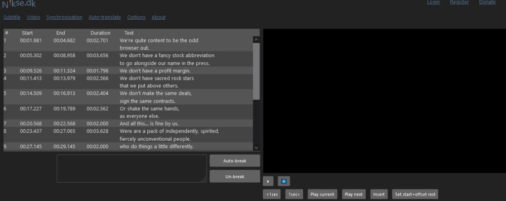 Subtitle Edit online