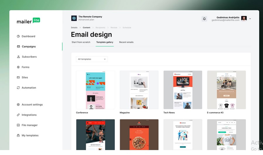 mailerlite campaign setup