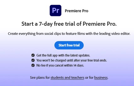 premiere pro 7 Days trial