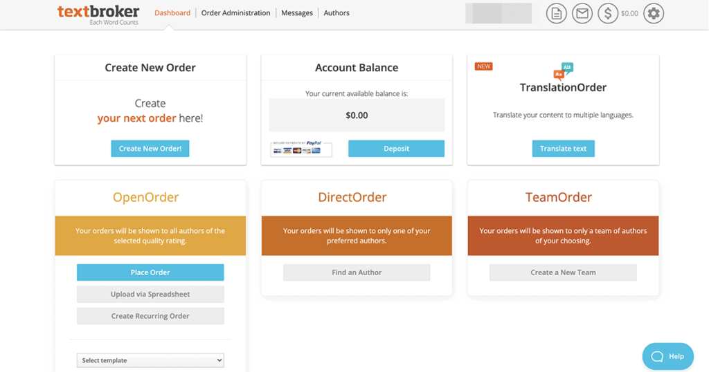 textbroker Dashboard